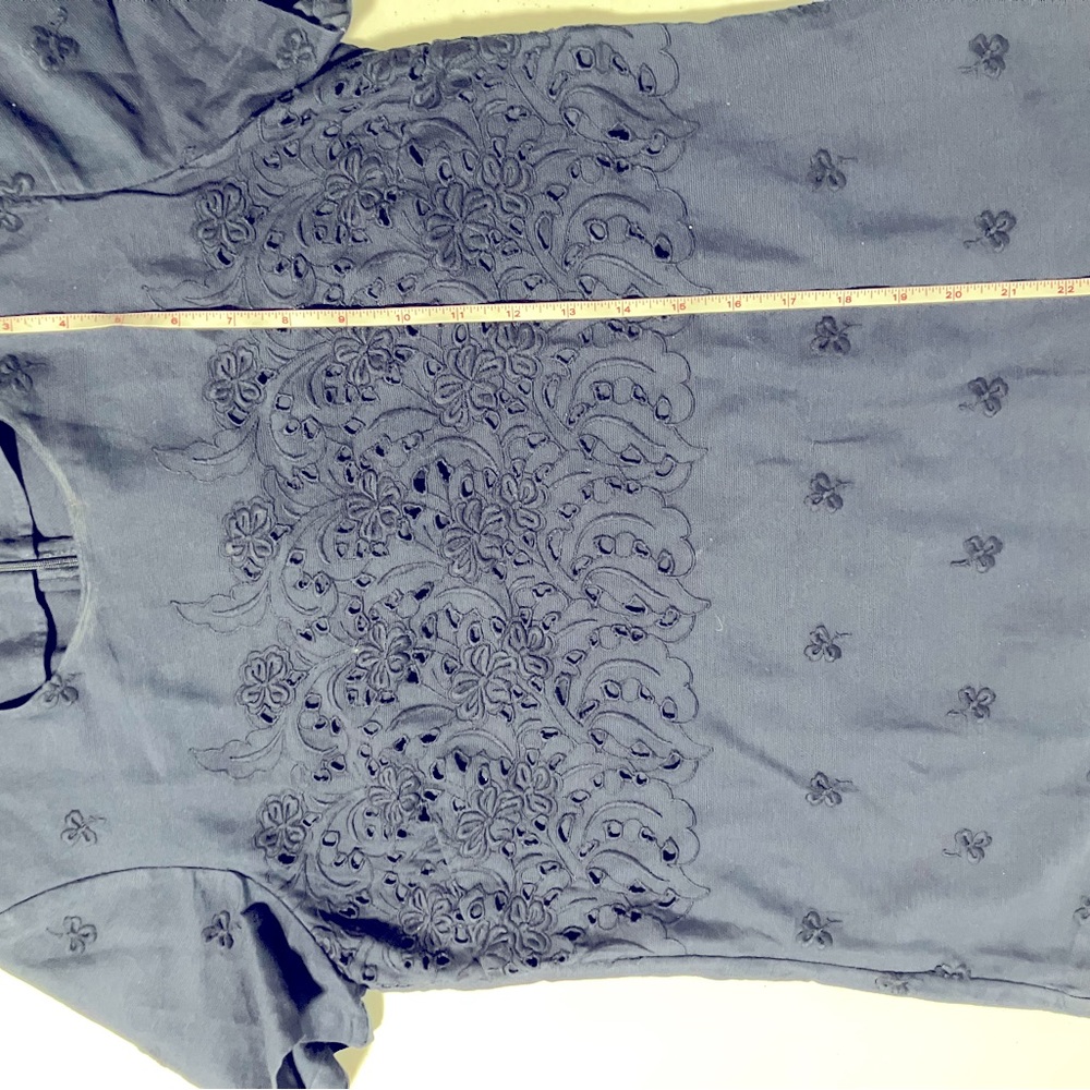 Boden Richmond Embroidered Top in Navy Size 10